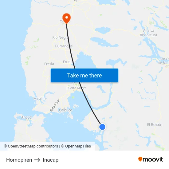 Hornopirén to Inacap map