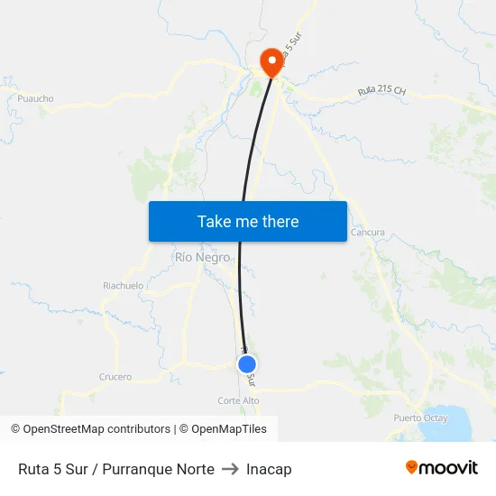 Ruta 5 Sur / Purranque Norte to Inacap map