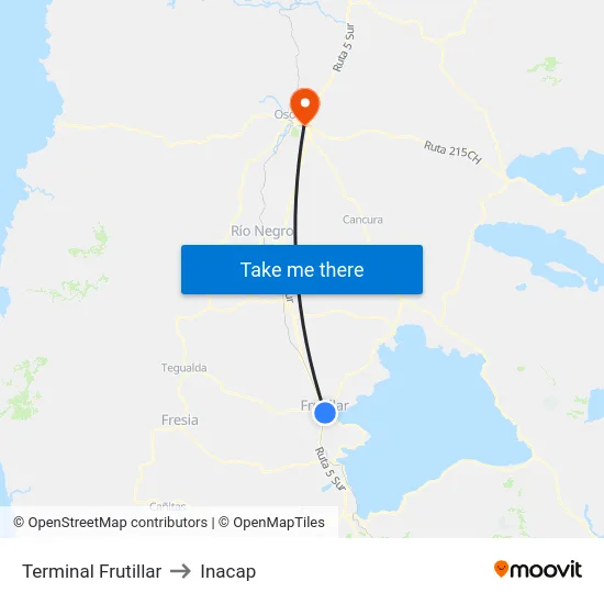 Terminal Frutillar to Inacap map