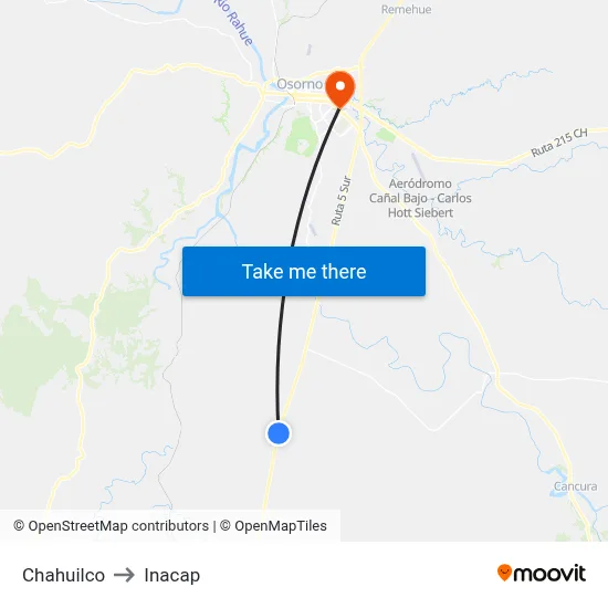 Chahuilco to Inacap map