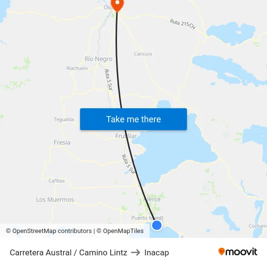 Carretera Austral / Camino Lintz to Inacap map