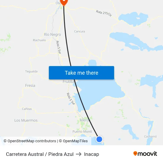 Carretera Austral / Piedra Azul to Inacap map
