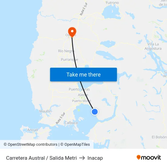 Carretera Austral / Salida Metri to Inacap map