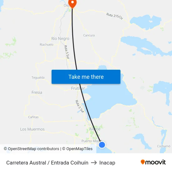 Carretera Austral / Entrada Coihuín to Inacap map