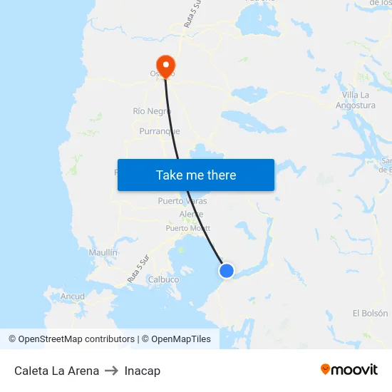 Caleta La Arena to Inacap map