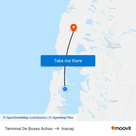 Terminal De Buses Achao to Inacap map