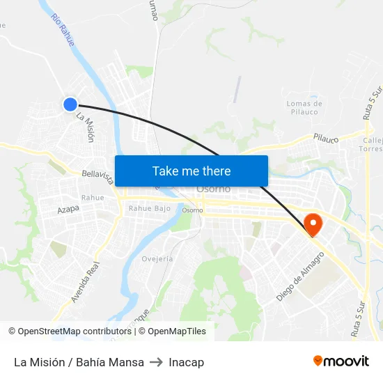 La Misión / Bahía Mansa to Inacap map