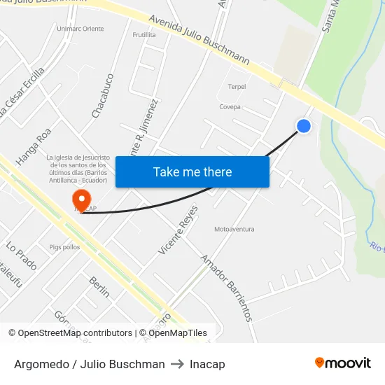 Argomedo / Julio Buschman to Inacap map