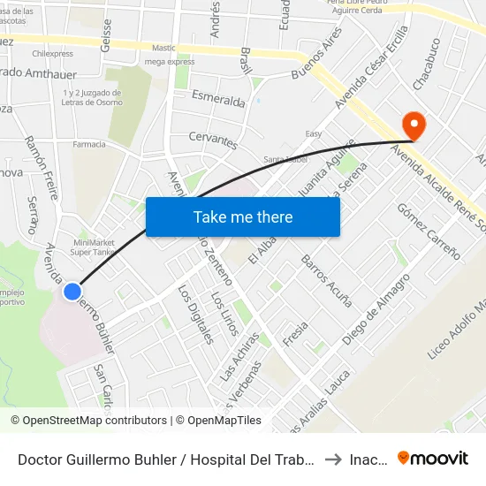Doctor Guillermo Buhler / Hospital Del Trabajador to Inacap map