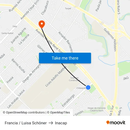 Francia / Luisa Schöner to Inacap map