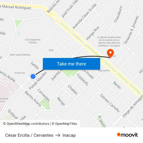 César Ercilla / Cervantes to Inacap map