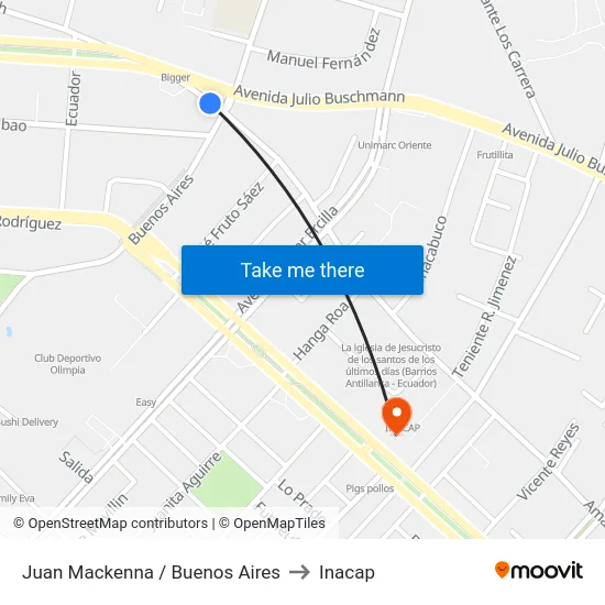 Juan Mackenna / Buenos Aires to Inacap map