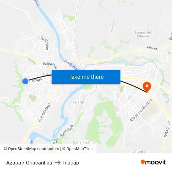 Azapa / Chacarillas to Inacap map