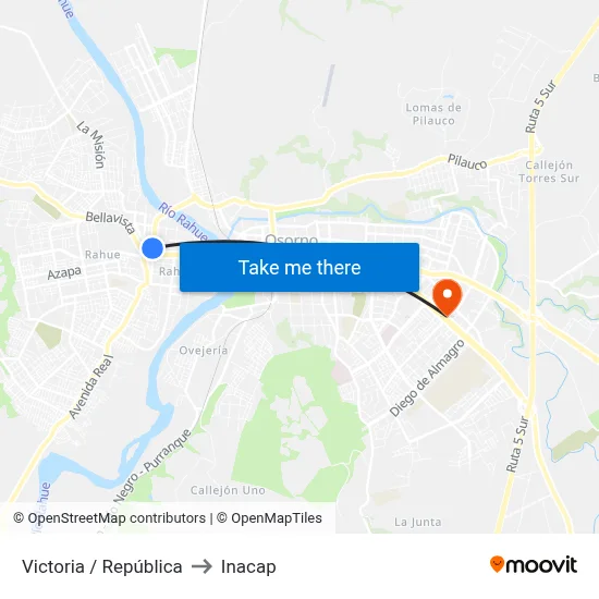 Victoria / República to Inacap map