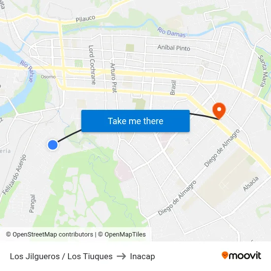 Los Jilgueros / Los Tiuques to Inacap map