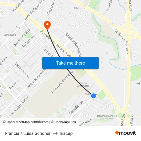 Francia / Luisa Schöner to Inacap map