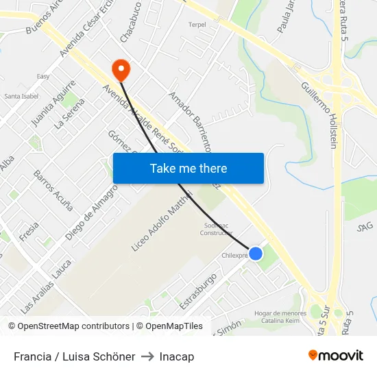 Francia / Luisa Schöner to Inacap map
