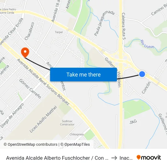 Avenida Alcalde Alberto Fuschlocher / Con Con to Inacap map