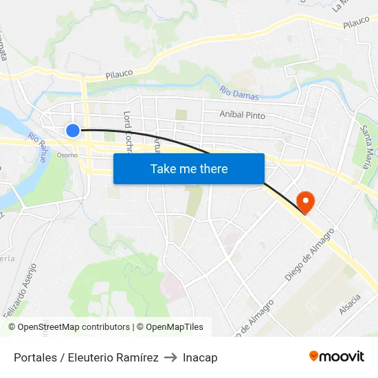 Portales / Eleuterio Ramírez to Inacap map
