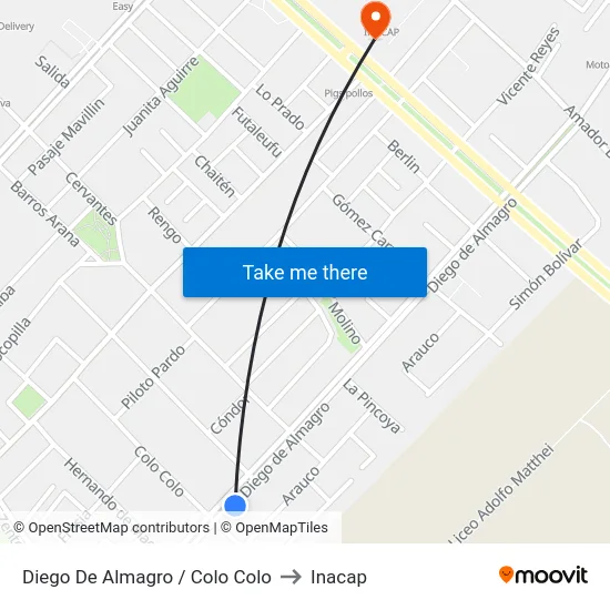 Diego De Almagro / Colo Colo to Inacap map