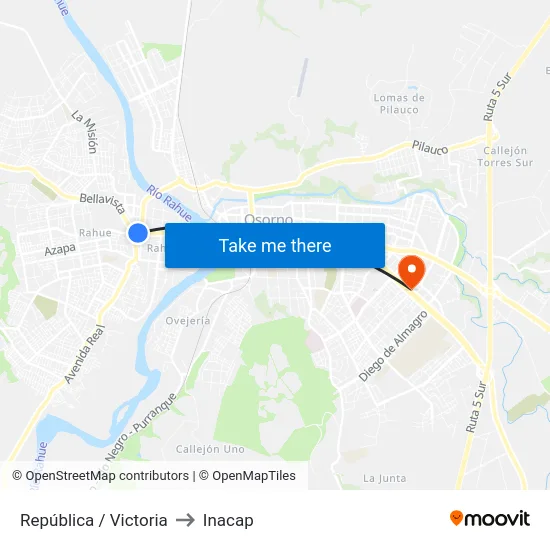 República / Victoria to Inacap map