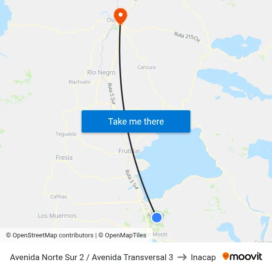 Avenida Norte Sur 2 / Avenida Transversal 3 to Inacap map