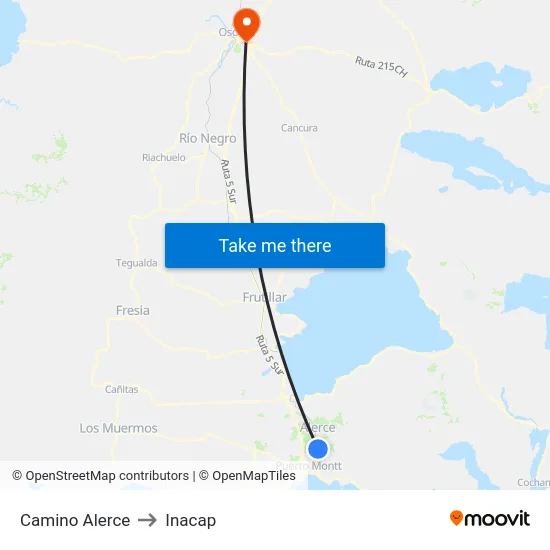 Camino Alerce to Inacap map