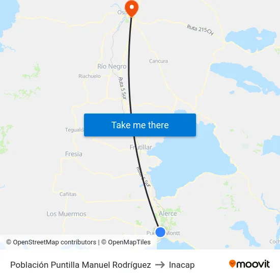 Población Puntilla Manuel Rodríguez to Inacap map