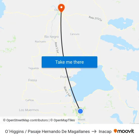 O´Higgins / Pasaje Hernando De Magallanes to Inacap map