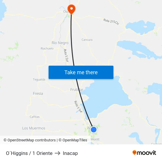 O´Higgins / 1 Oriente to Inacap map