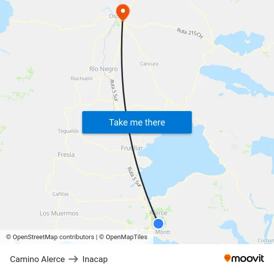 Camino Alerce to Inacap map