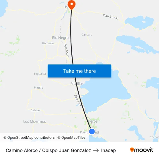 Camino Alerce / Obispo Juan Gonzalez to Inacap map