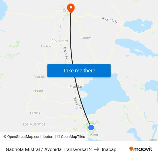 Gabriela Mistral / Avenida Transversal 2 to Inacap map