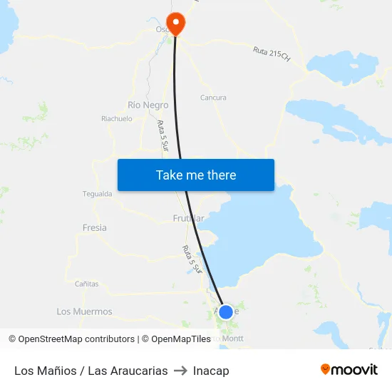 Los Mañios / Las Araucarias to Inacap map