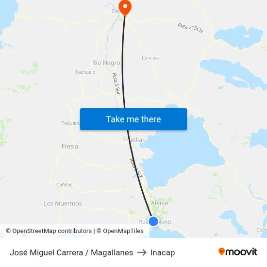 José Miguel Carrera / Magallanes to Inacap map
