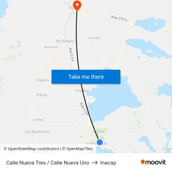 Calle Nueva Tres / Calle Nueva Uno to Inacap map