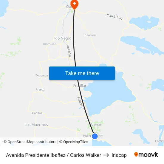 Avenida Presidente Ibañez / Carlos Walker to Inacap map