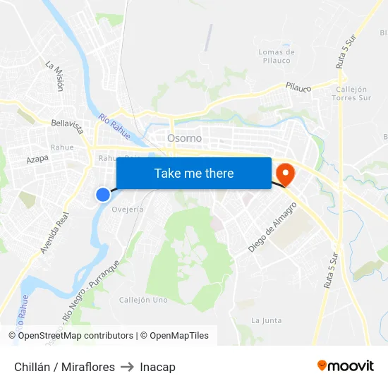 Chillán / Miraflores to Inacap map