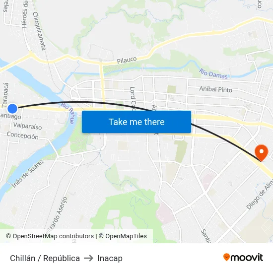 Chillán / República to Inacap map