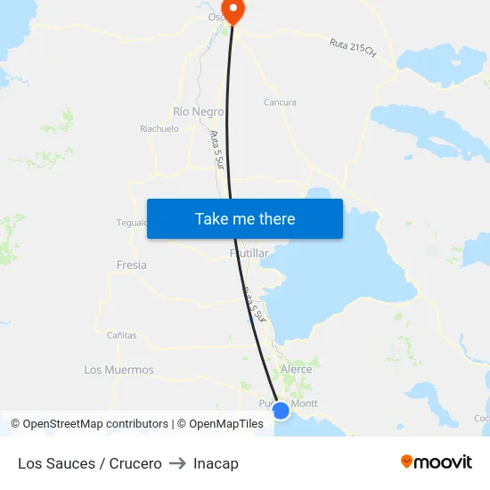 Los Sauces / Crucero to Inacap map