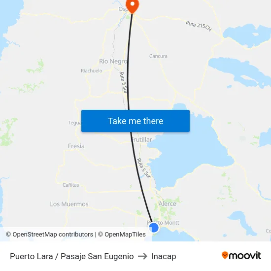 Puerto Lara / Pasaje San Eugenio to Inacap map