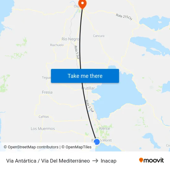 Vía Antártica / Vía Del Mediterráneo to Inacap map