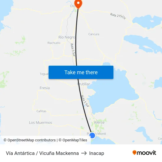 Vía Antártica / Vicuña Mackenna to Inacap map