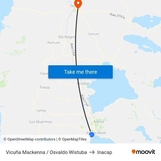 Vicuña Mackenna / Osvaldo Wistuba to Inacap map