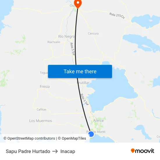 Sapu Padre Hurtado to Inacap map