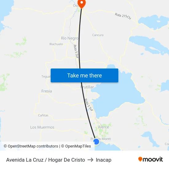 Avenida La Cruz / Hogar De Cristo to Inacap map