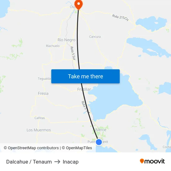 Dalcahue / Tenaum to Inacap map