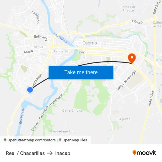 Real / Chacarillas to Inacap map