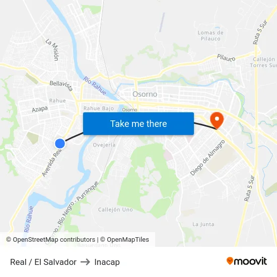 Real / El Salvador to Inacap map