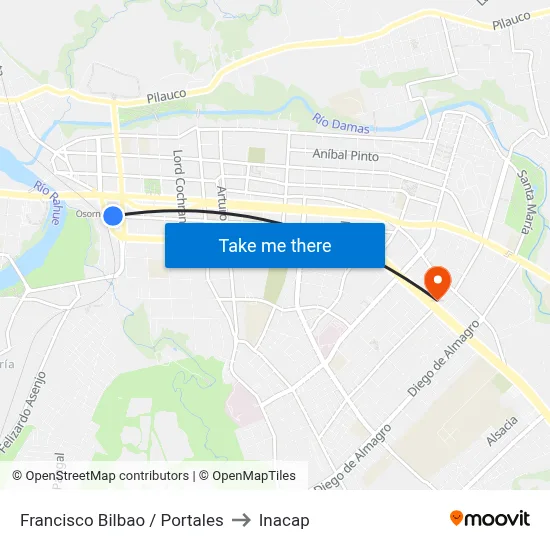 Francisco Bilbao / Portales to Inacap map